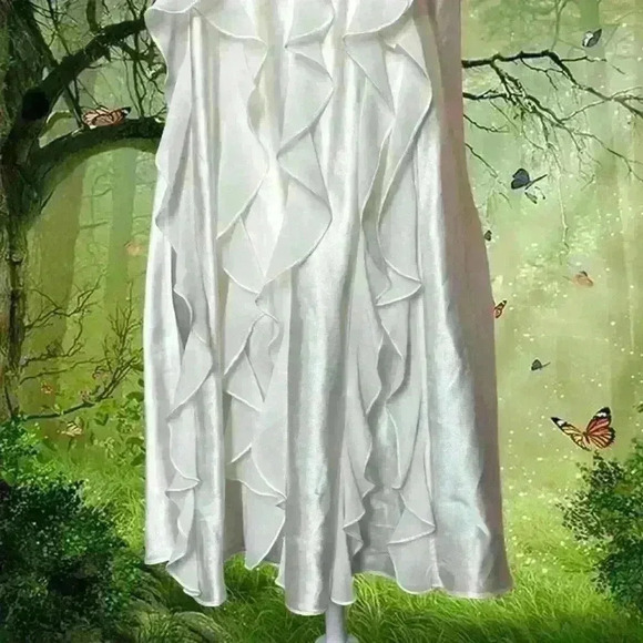 Y2k 90s White 3D Print Floral Ringlet Slip by Flora Size XL - Picture 3 of 10